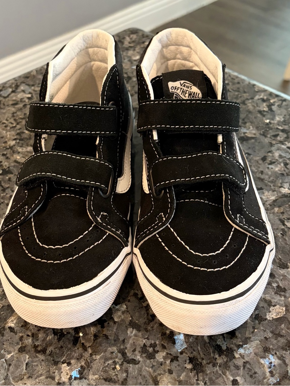 Vans Kids Black & White Velcro Skate Sneakers